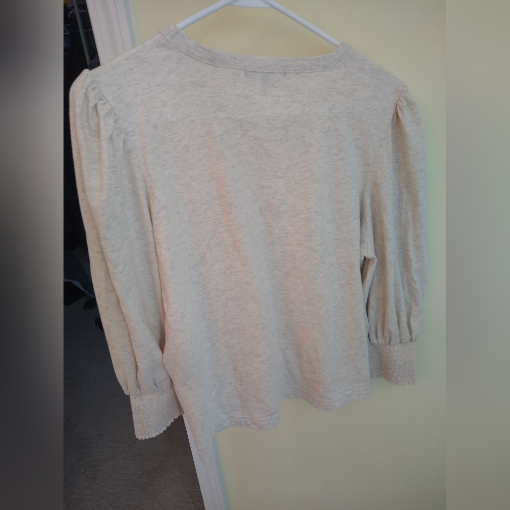 ♻️ 7 For All Mankind Cream/Gray Blouse - Picture 7 of 8